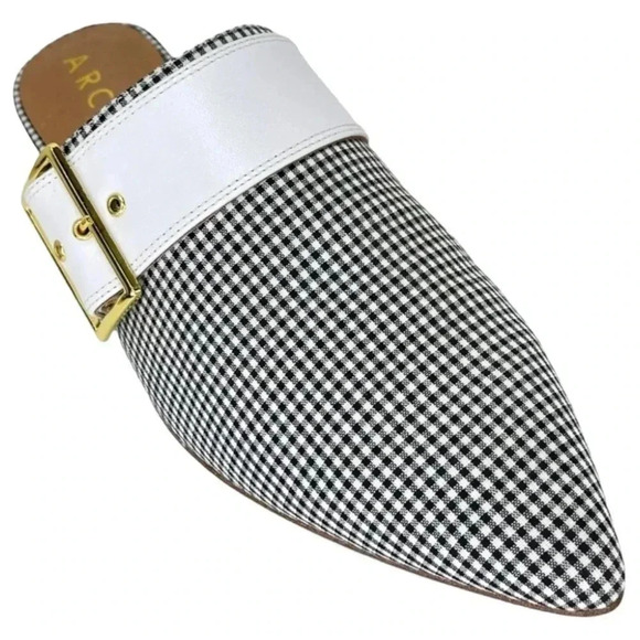 Archive Bond Gingham Checkered Fabric Womens Flat Mules Size 7.5M - Picture 8 of 16